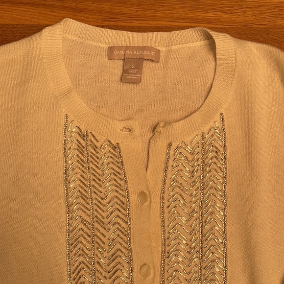 Banana Republic ivory beaded cardigan - Picture 2 of 6